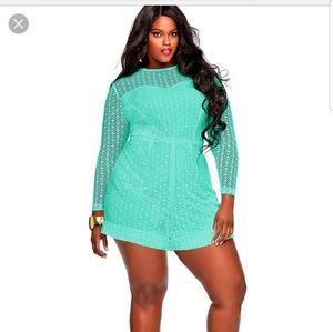 Elegant Lace Teal Romper